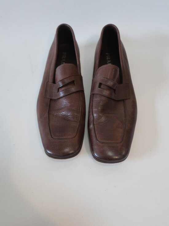 Mens Prada Dark Brown Leather Slip On Loafers 11 main image 10